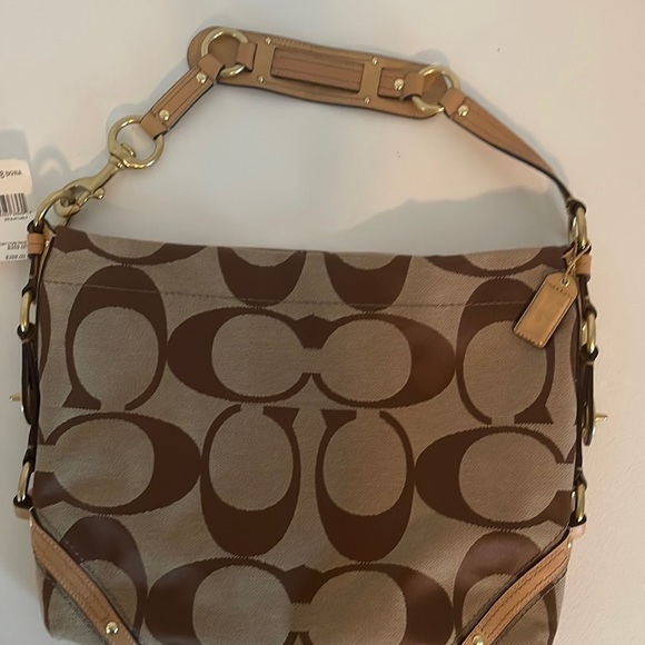 COACH SIGNATURE SLIM CARLY HANDBAG Brown and Tan - Picture 10 of 10